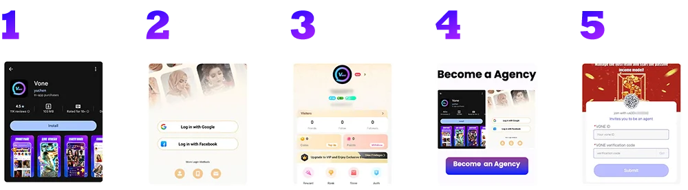 vone live agency registration tutorial